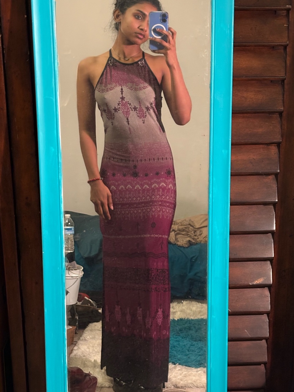 Halter Ombre Maxi Dress in Plum Gradient